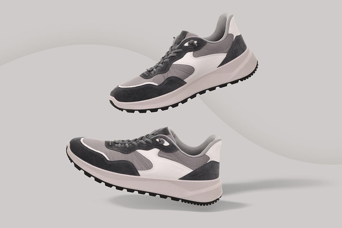 legero Men ANZIO Sneakers low with Elastic lacing - Colour: Grey - Material: Suede