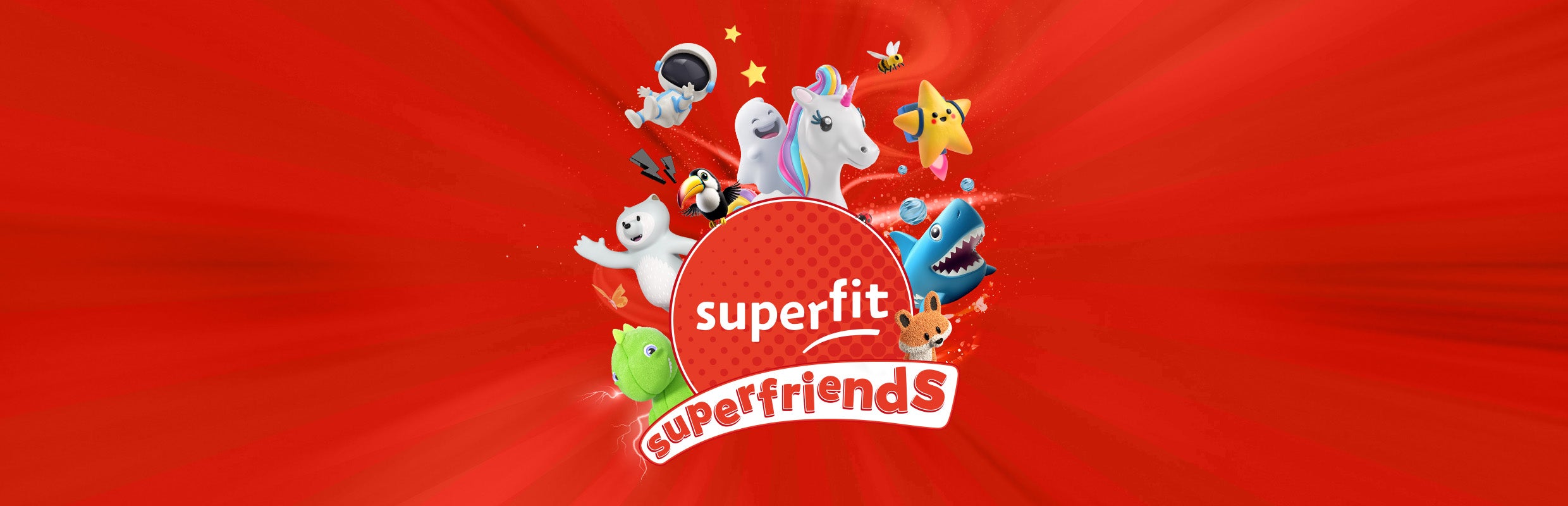 superfit superfriends Logo mit den tierischen superfriends