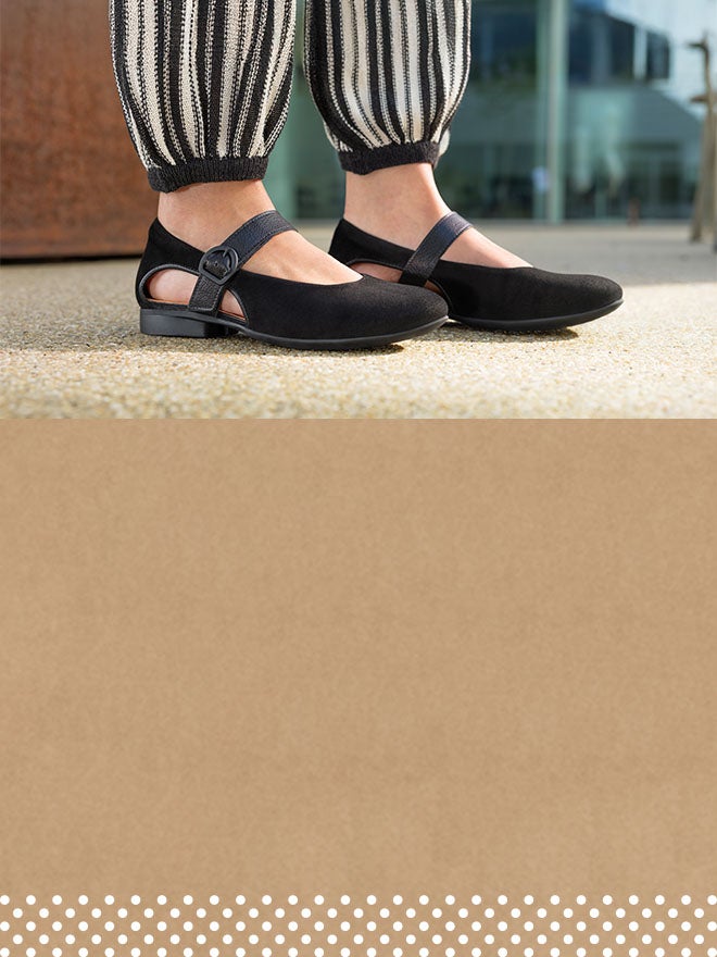 Think! Damen GUAD2 Ballerina mit Einschlupf - Farbe: Schwarz - Material: Lederkombination