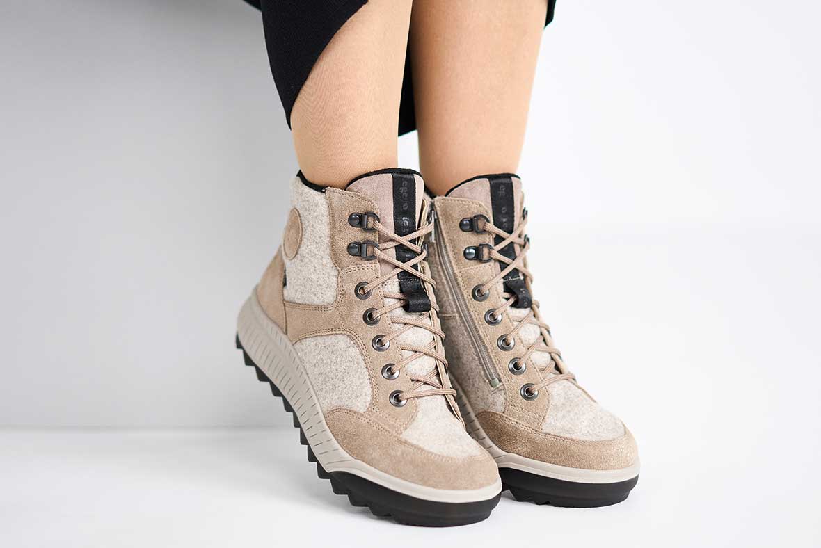 legero TIRANO Damen Stiefelette mit Reißverschluss - Material: Veloursleder - Farbe: beige