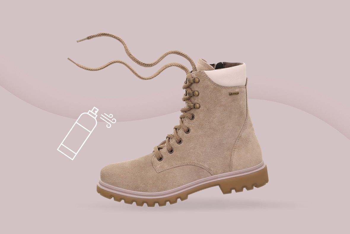 legero Damen MONTA Schnürboots mit Reißverschluss/Schnürung - Farbe: Beige - Material: Veloursleder