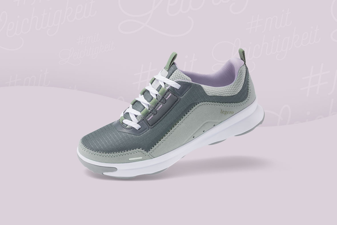 legero READY Damen Sneaker low mit Schnürung - Material: Textil - Farbe: Grau