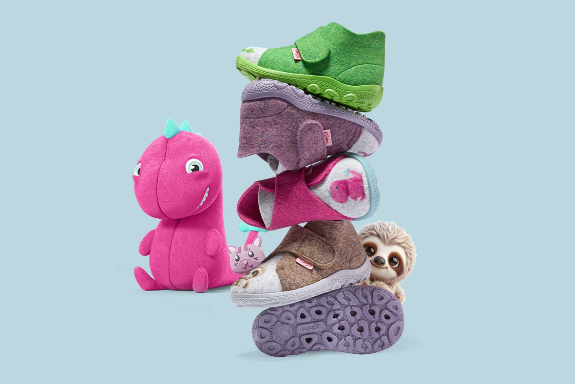 superfit Mädchen, Jungen HAPPY OCTI Hausschuh mit Klettverschluss - Material: Wollfilz