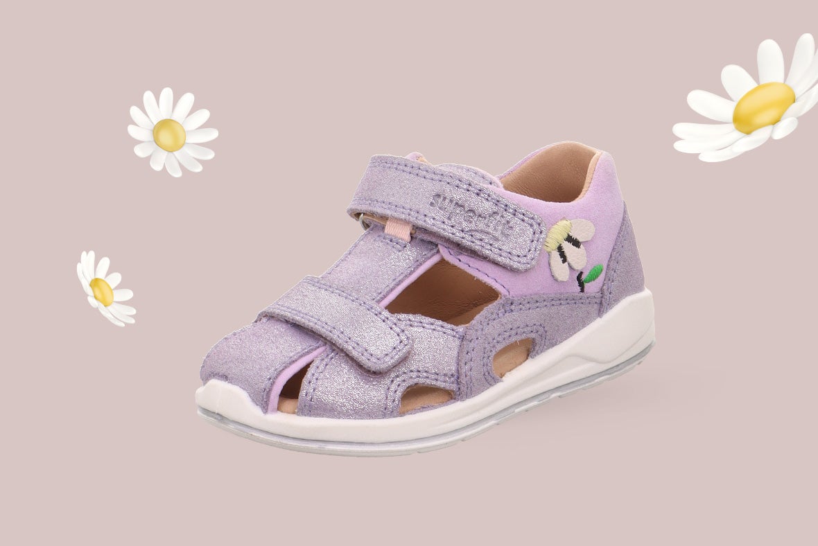 superfit Girls BOOMERANG Sandal with Velcro Fastener - Colour: Blue - Material: Effect leather