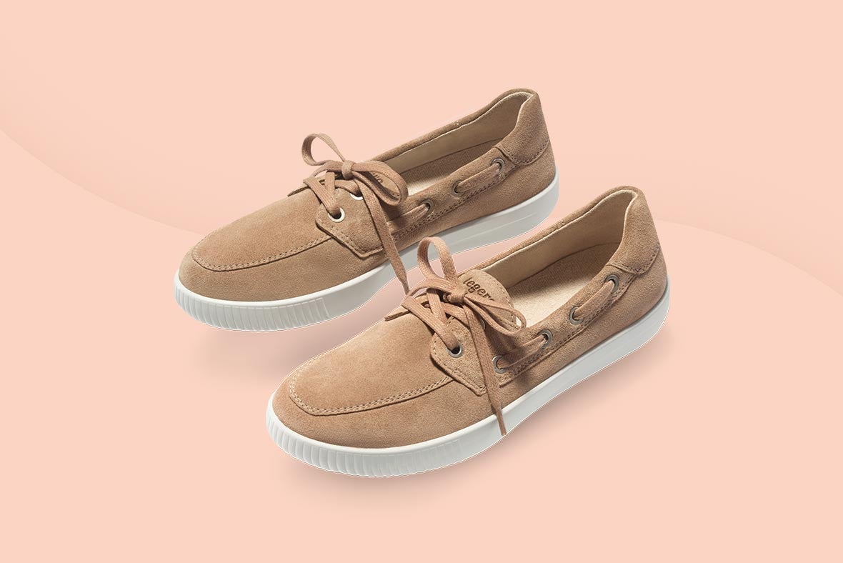 legero Damen SILENCE Slipper mit Schnürung - Farbe: Beige - Material: Veloursleder