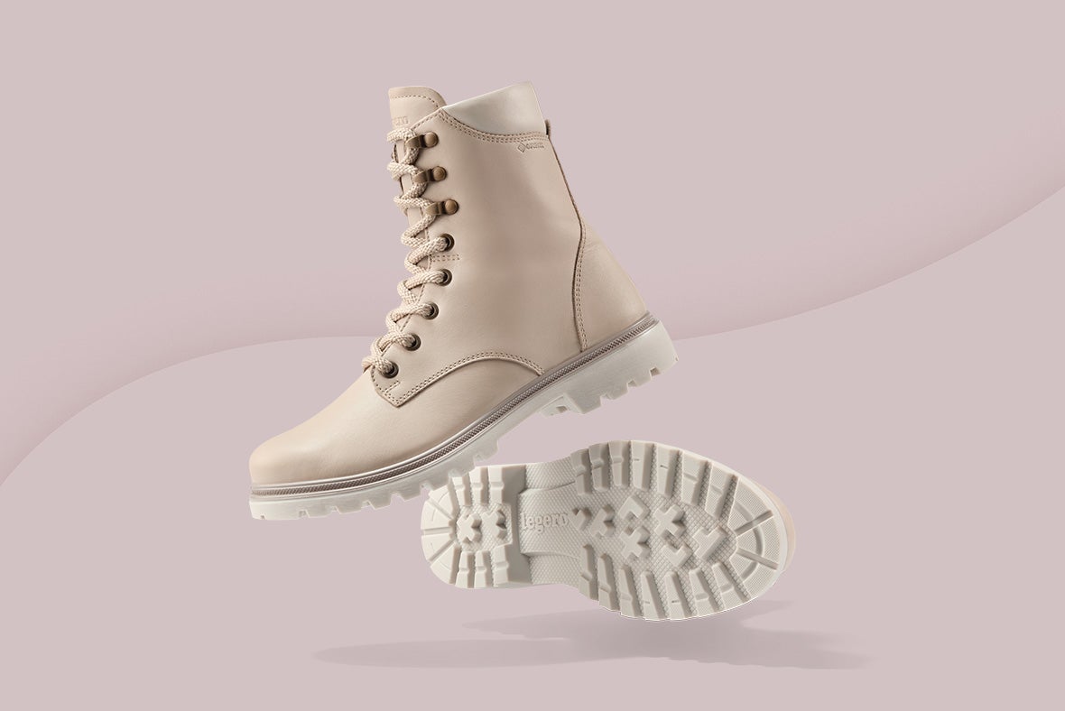 legero Damen MONTA Schnürboots mit Reißverschluss/Schnürung - Material: Nappaleder - Farbe: Beige