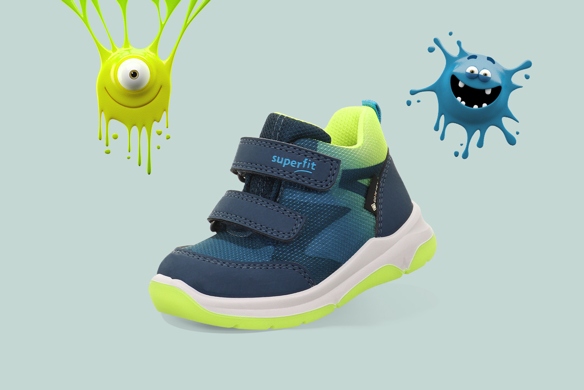 superfit Mädchen, Jungen COOPER Sneaker low mit Klettverschluss - Material: Textil - Farbe: Blau/Gelb