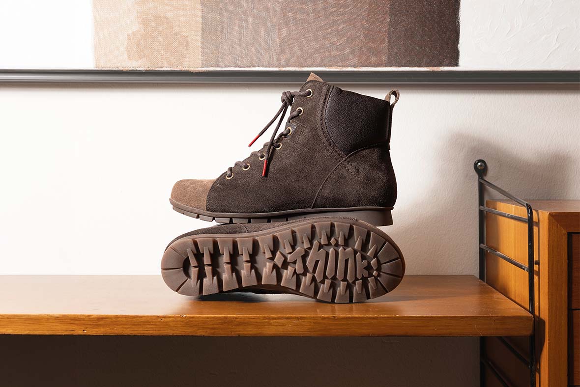 Think! Woman MENSCHA Ankle boot with Zip/Lacing - Colour: Brown - Material: Leather combination