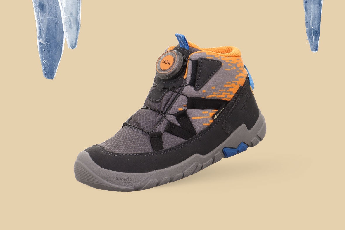 superfit Jungen TRACE Sneaker high mit BOA® Drehverschluss - Farbe: Grau - Material: Textil