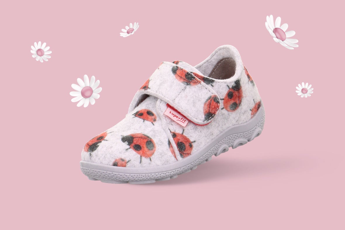 superfit Mädchen, Jungen HAPPY OCTI Hausschuh mit Klettverschluss - Farbe: Grau - Material: Wollfilz