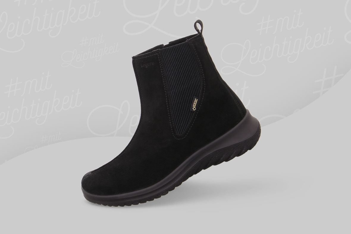 legero SOFTBOOT 4.0 Damen Stiefelette mit Reißverschluss - Material: Veloursleder - Farbe: schwarz