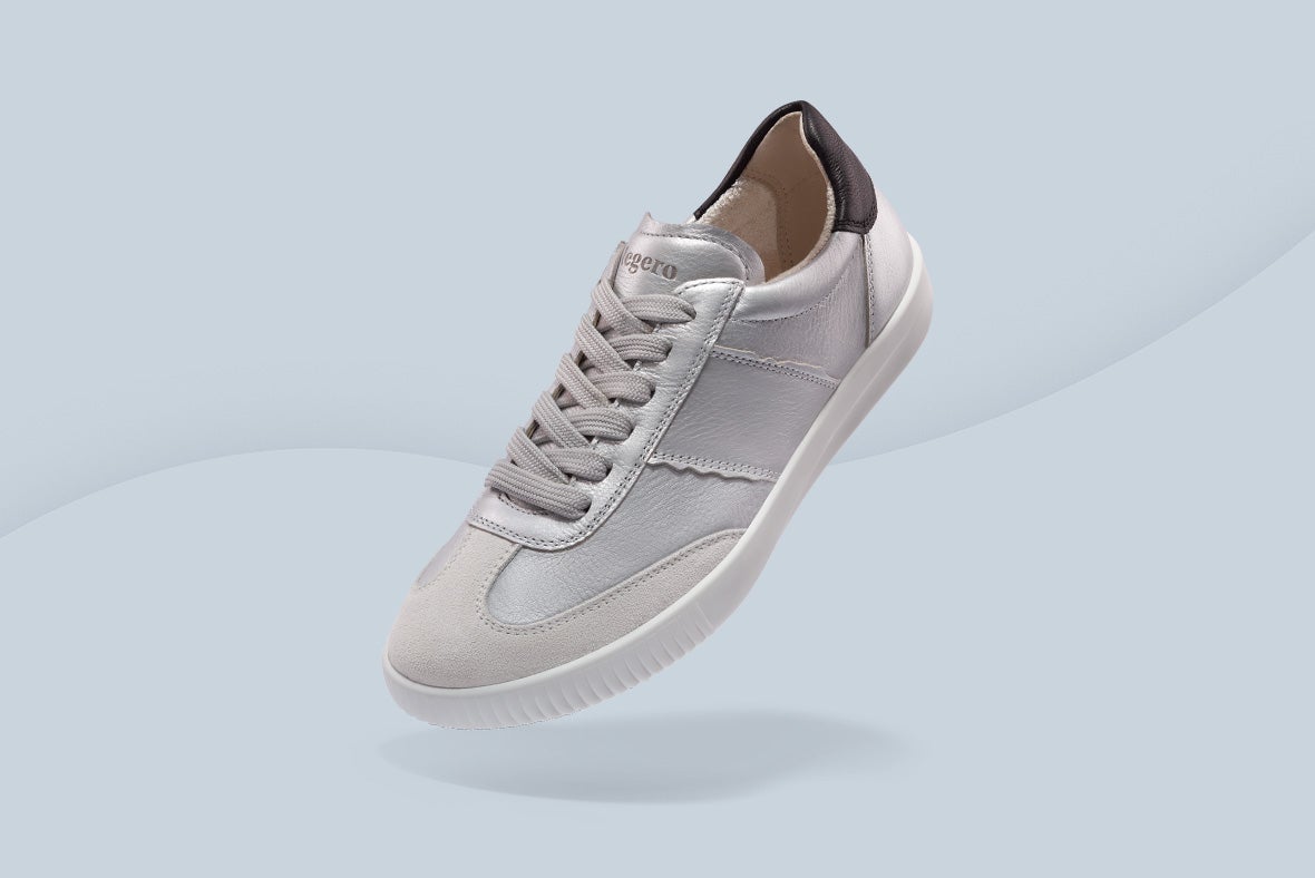 legero Damen SILENCE Sneaker low mit Reißverschluss - Material: Effektleder - Farbe: Metallic Silber