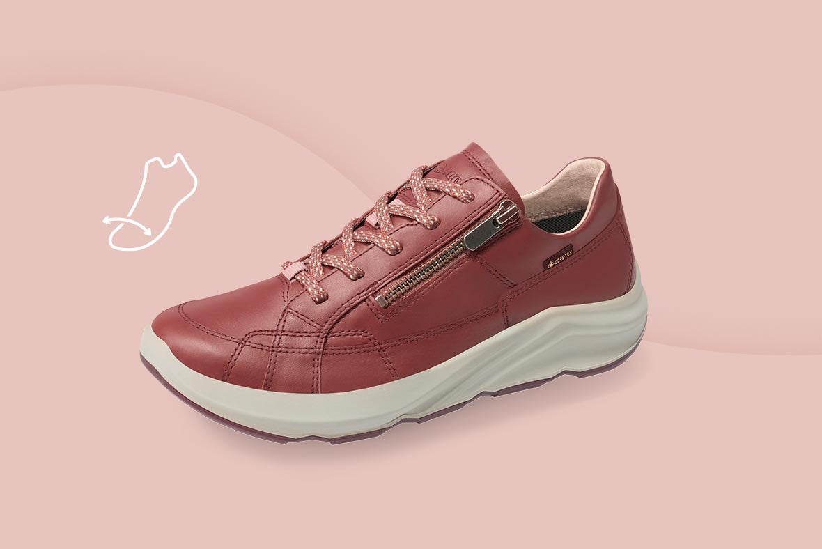legero Damen BLISS Sneaker low mit Reißverschluss/Schnürung - Material: Nappaleder - Farbe: Rot