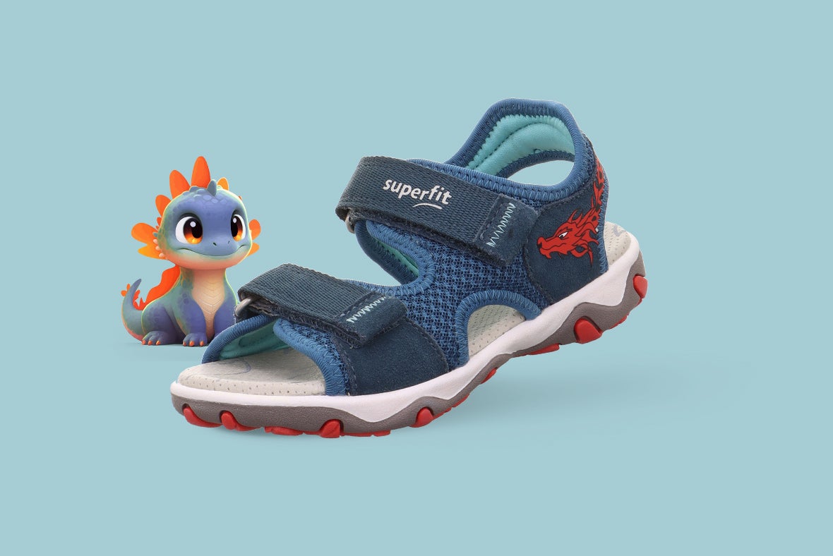superfit Jungen MIKE 3.0 Sandale mit Klettverschluss - Material: Veloursleder - Farbe: Blau/Rot