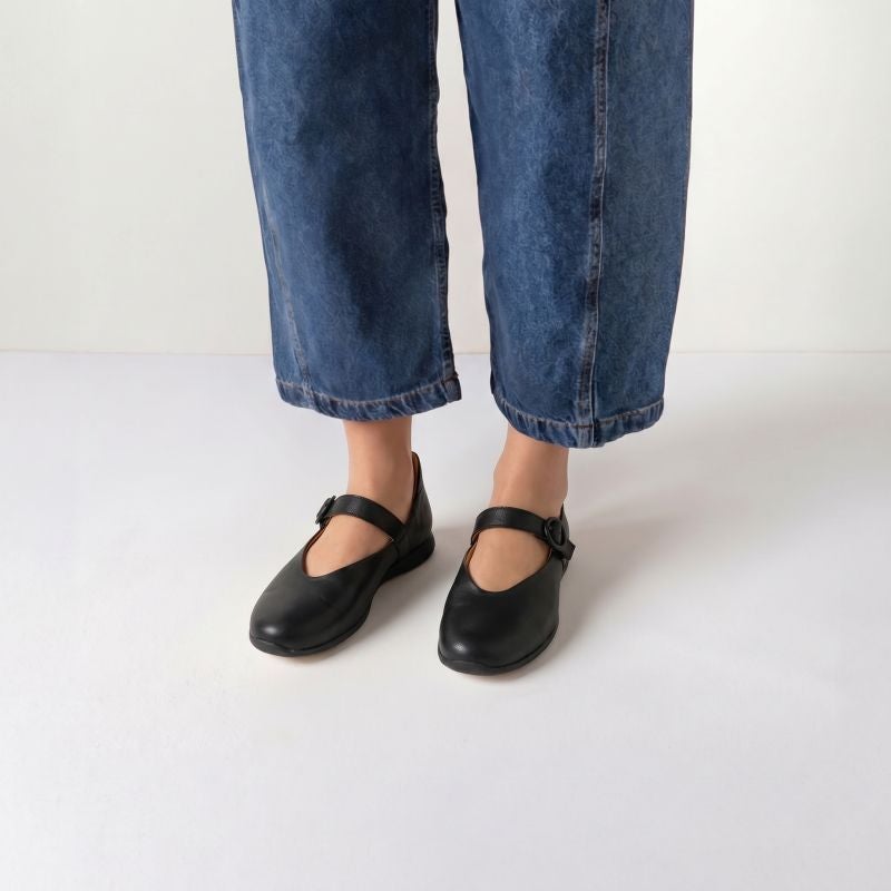 Think! ALOA Damen Ballerina - Material: Leder in Schwarz