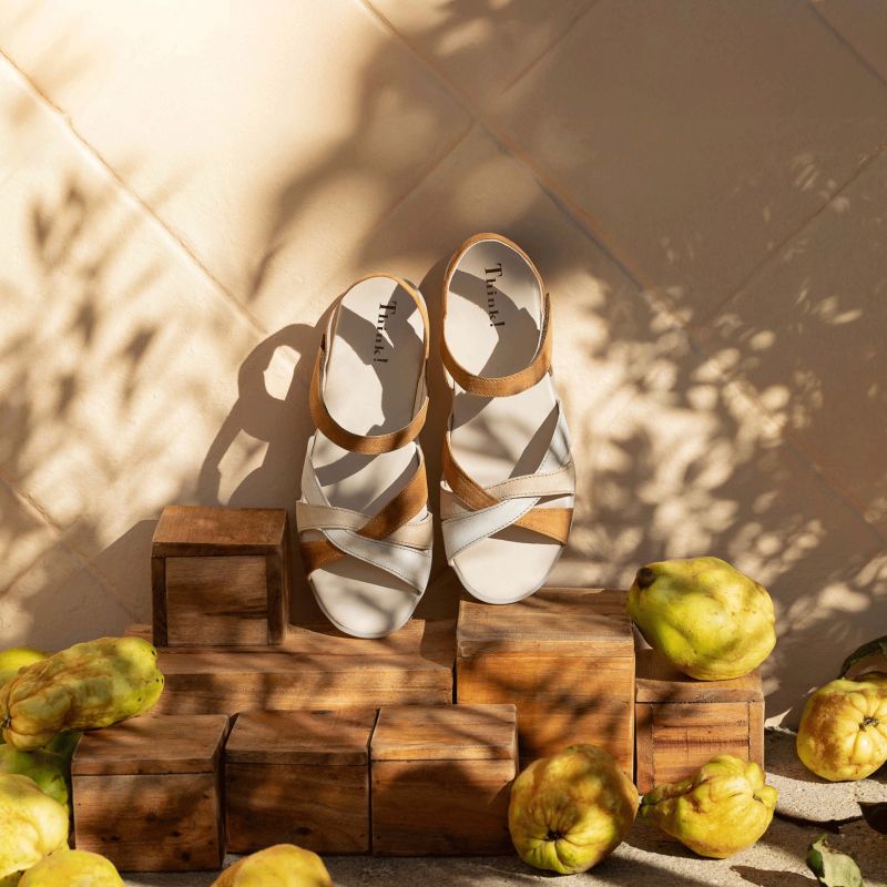 Think NATURE SAND Woman Strap sandal - Material: Leather in Brown