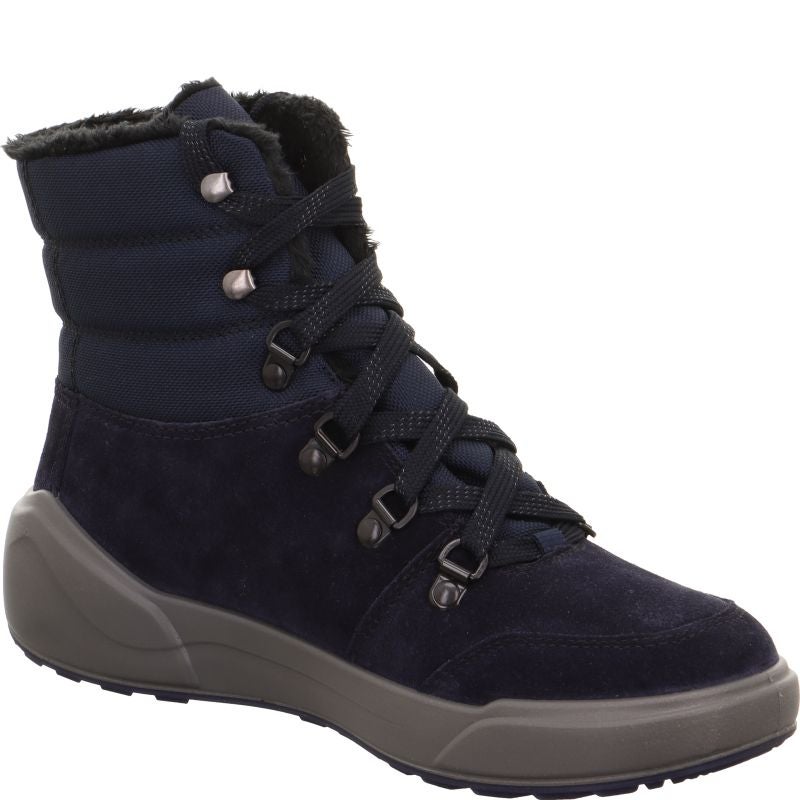 legero COSY Damen Schnürboots - Material: Leder/Textil in Blau