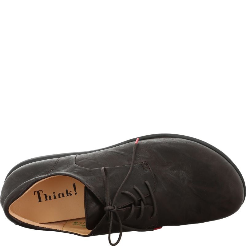 Think! KONG Herren Schnürschuh - Material: Leder in Braun
