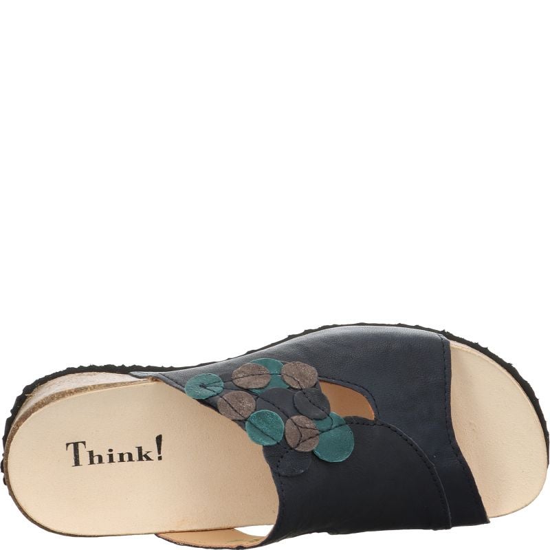 Think! MIZZI Damen Pantolette - Material: Leder in Blau