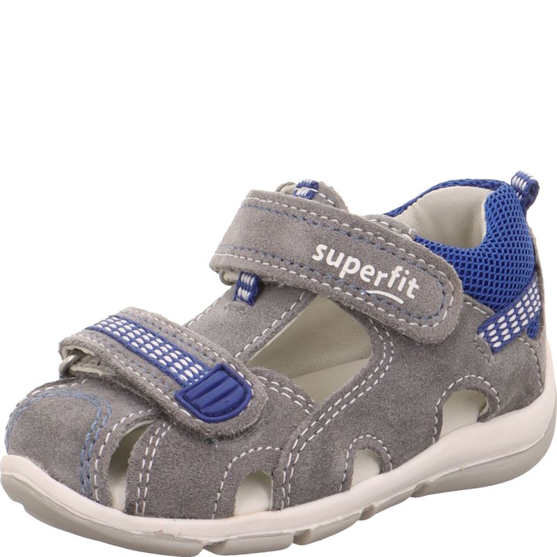 Superfit FREDDY Jungen Sandale - Material: Leder/Textil in Grau