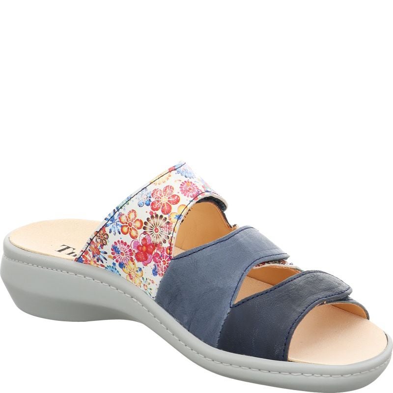 Think! CAMILLA Damen Pantolette - Material: Leder in Blau