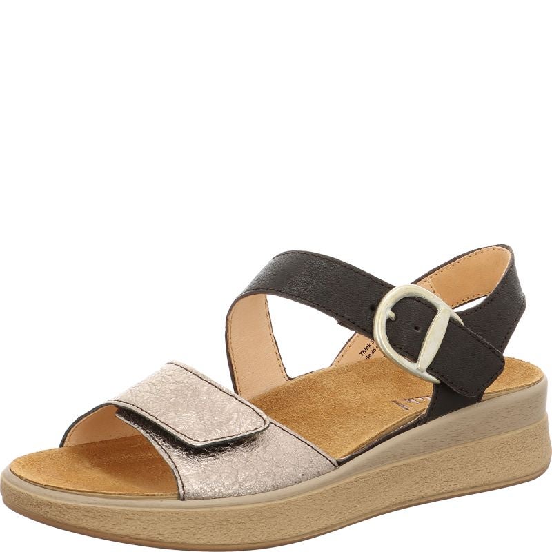 Think MEGGIE Woman Strap sandal - Material: Leather in Metallic