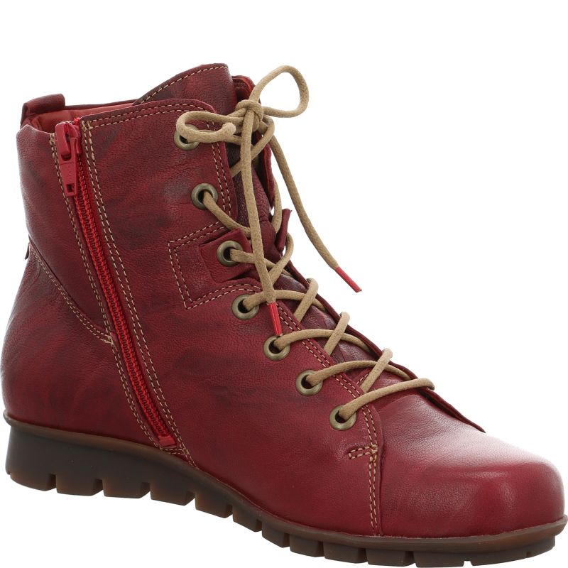 Think MENSCHA Woman Lace-up boot - Material: Leather in Red