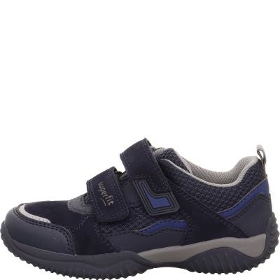 Superfit STORM Unisex | Jungen Sneaker low - Material: Leder/Sonstiges Material/Textil in Blau