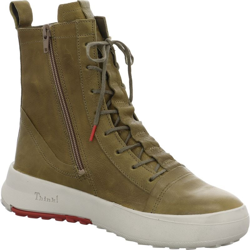 Think KUSABI Woman Lace-up boot - Material: Leather in Olive