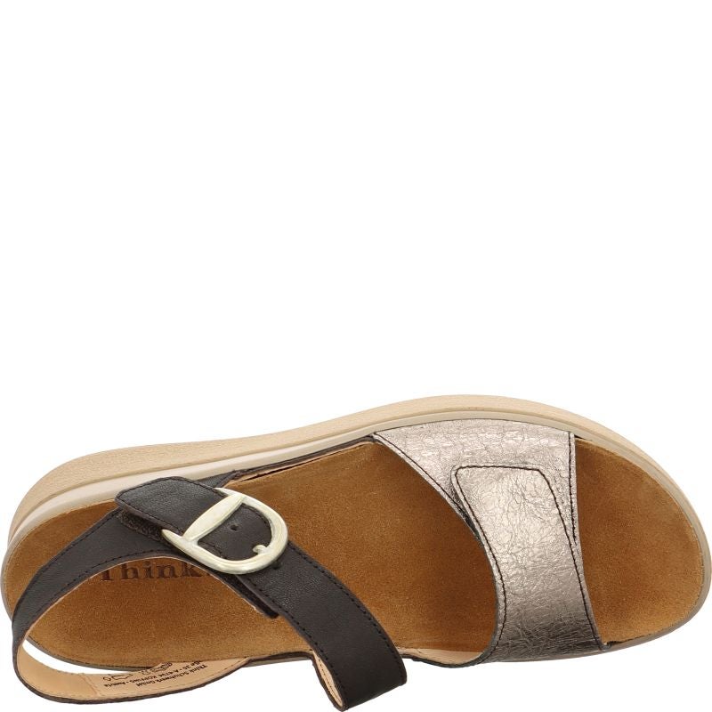 Think MEGGIE Woman Strap sandal - Material: Leather in Metallic