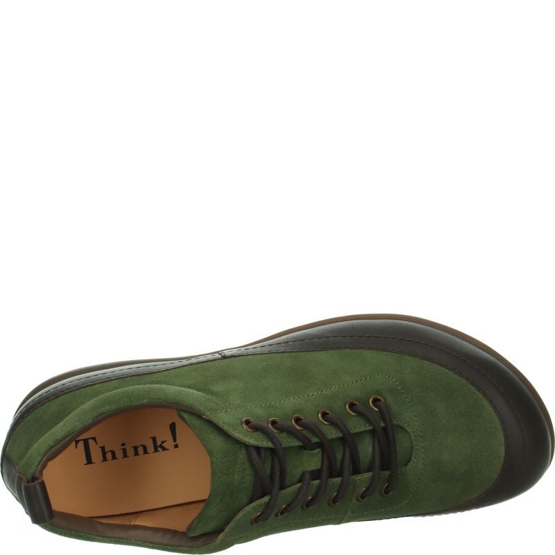 Think! KONG Herren Schnürschuh - Material: Leder in Grün
