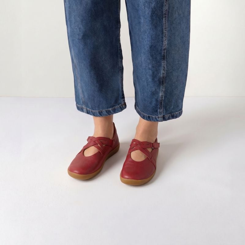 Think NATURE Woman Ballerina - Material: Leather in Red