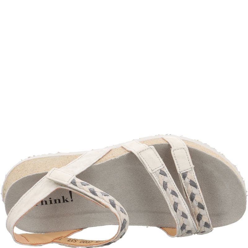 Think! KOAK Damen Riemchensandale - Material: Leder in Grau