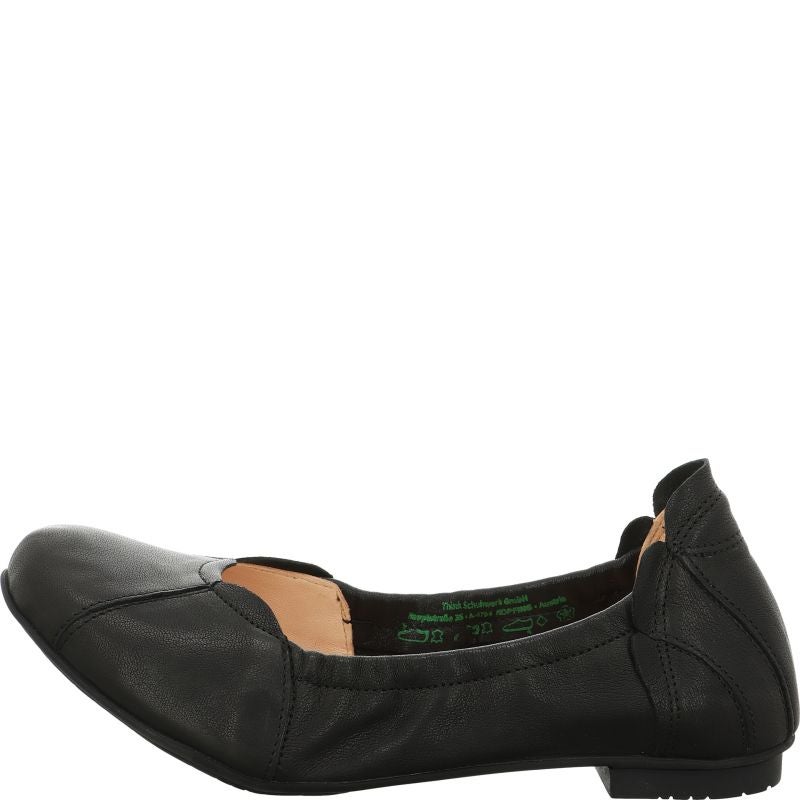 Think! BALLA Damen Ballerina - Material: Leder in Schwarz