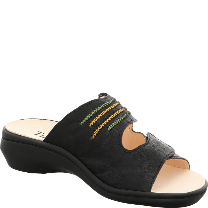 Think! CAMILLA Damen Pantolette - Material: Leder in Schwarz