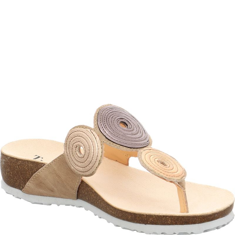 Think! JULIA Damen Pantolette - Material: Leder in Beige