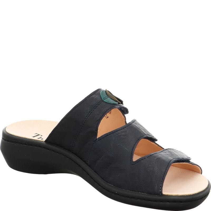 Think! CAMILLA Damen Pantolette - Material: Leder in Blau