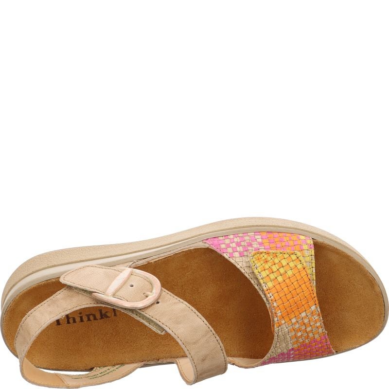 Think MEGGIE Woman Strap sandal - Material: Leather in Multi Colour