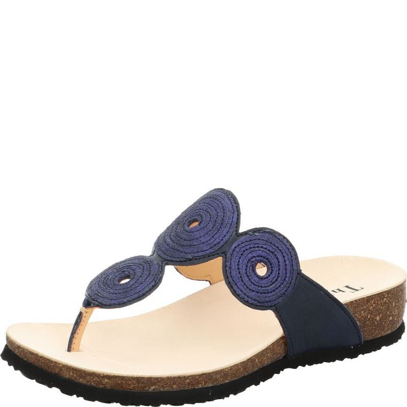 Think! JULIA Damen Pantolette - Material: Leder in Blau