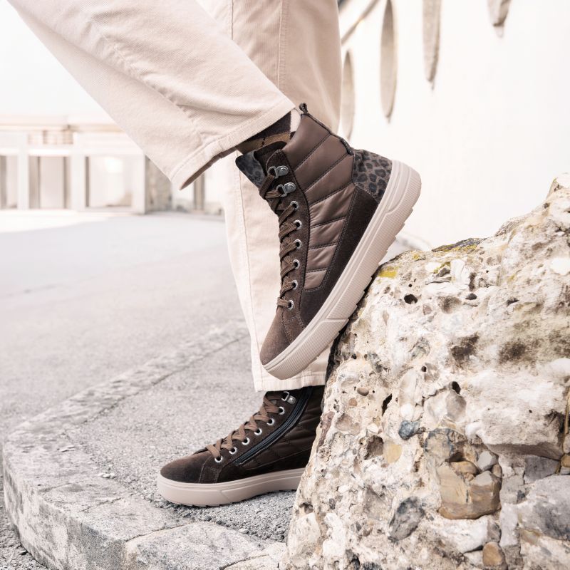 legero MILENA Damen Sneaker high - Material: Leder/Textil in Braun