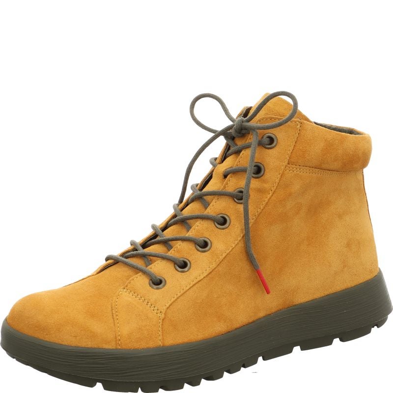 Think COMODA Woman Ankle boot - Material: Leather in Yellow