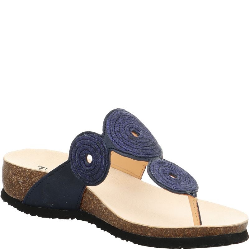 Think! JULIA Damen Pantolette - Material: Leder in Blau