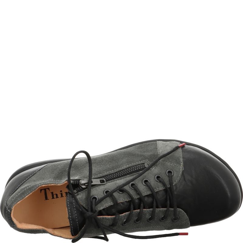 Think! KONG Herren Schnürschuh - Material: Leder in Grau