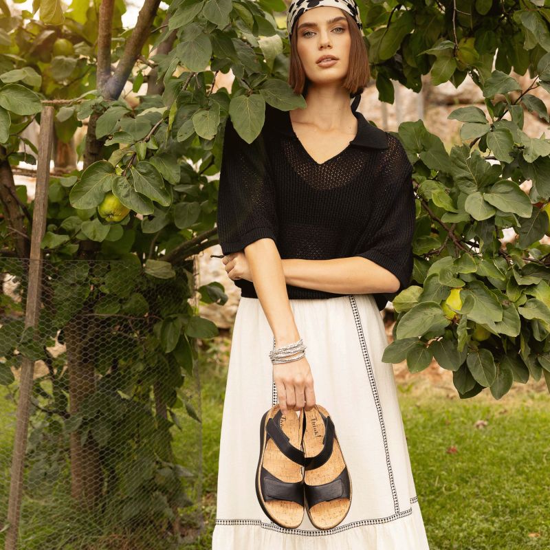Think MEGGIE Woman Strap sandal - Material: Leather in Black
