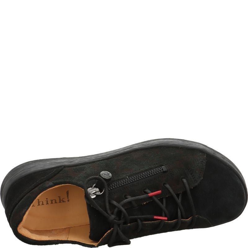 Think! COMODA Damen Schnürschuh - Material: Leder in Schwarz
