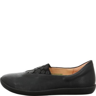 Think! NATURE Damen Ballerina - Material: Leder in Schwarz