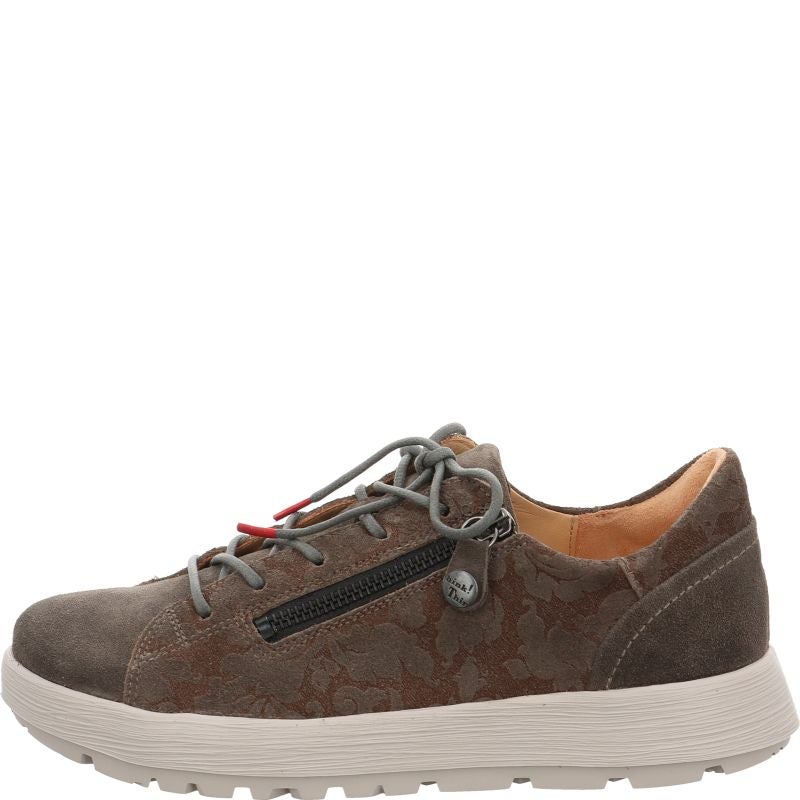 Think! COMODA Damen Schnürschuh - Material: Leder in Grau