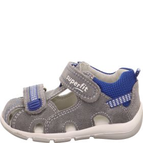 Superfit FREDDY Jungen Sandale - Material: Leder/Textil in Grau