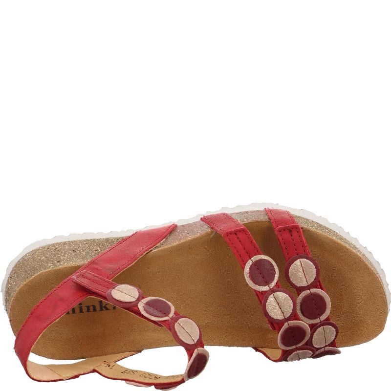 Think! KOAK Damen Riemchensandale - Material: Leder in Rot