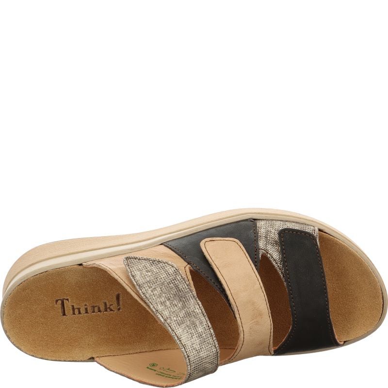 Think! MEGGIE Damen Pantolette - Material: Leder in Grau